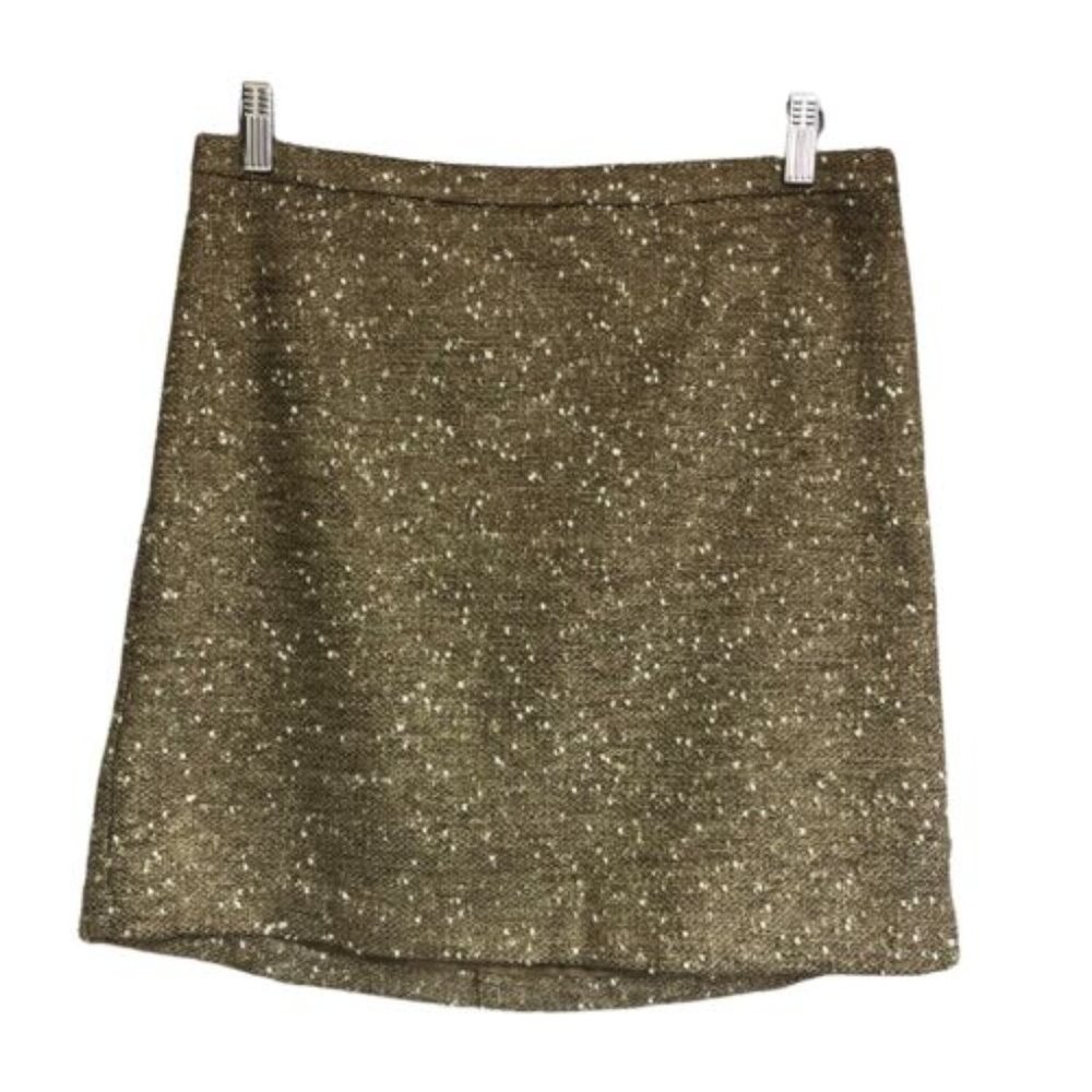 Apt 9 Skirt Mini Lined Skirt Gold Texture Khaki Size 8 NWT